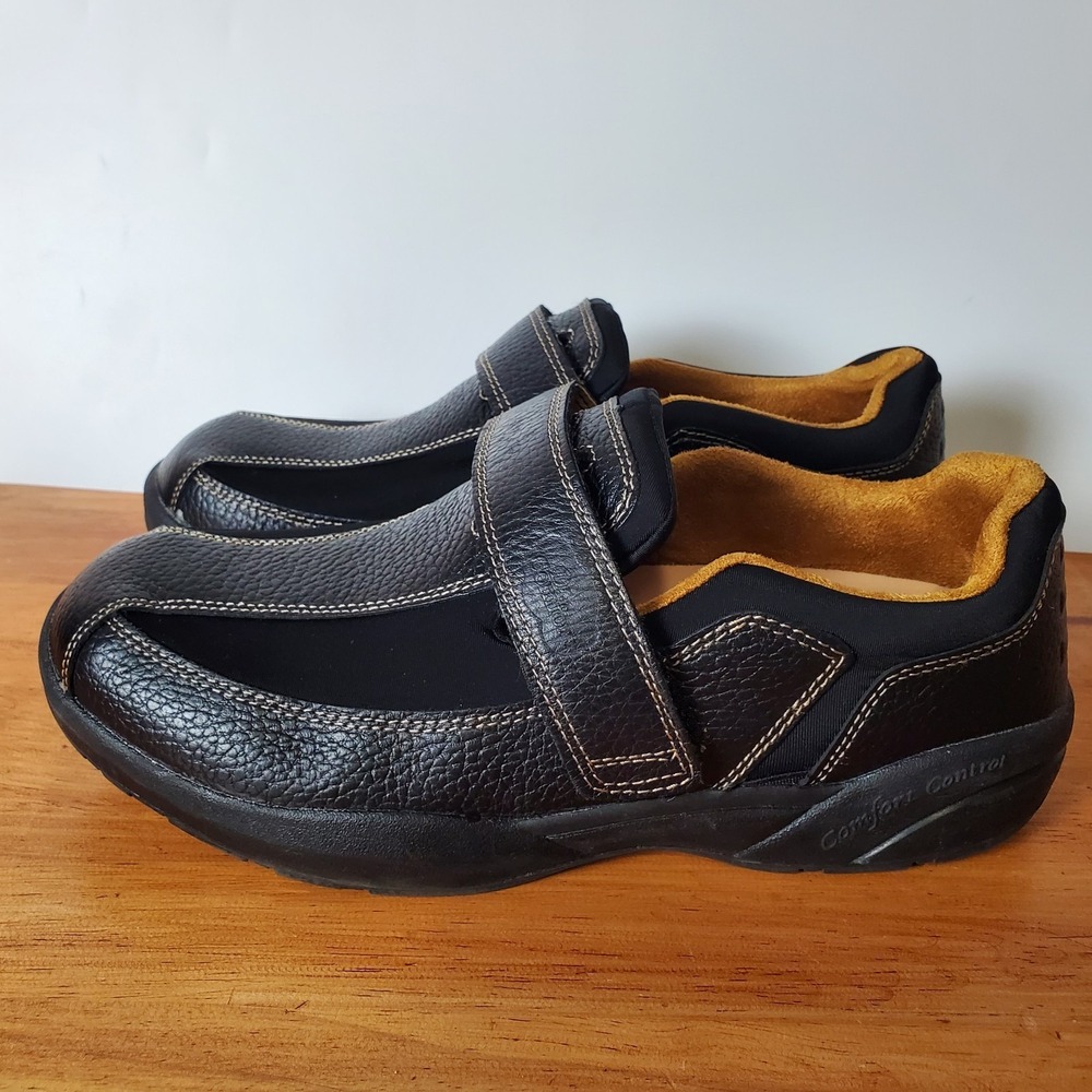 Men's Dr Comfort Douglas 11 XW Extra Wide Black Leather Slip On Diabetic Shoes